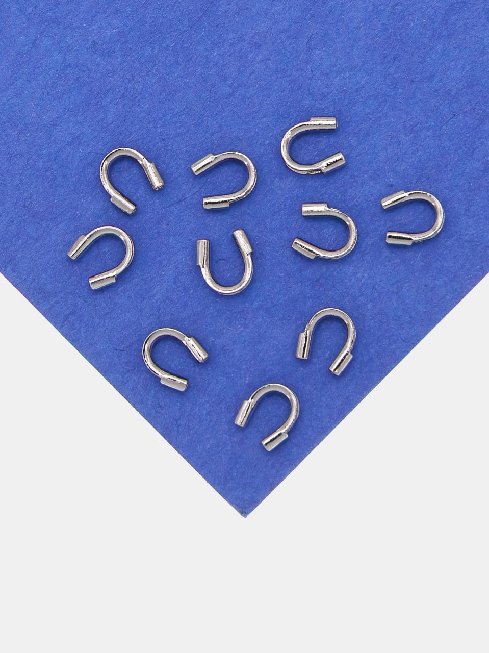 Протектор подкова защита для тросика, родий, 10шт, РА114