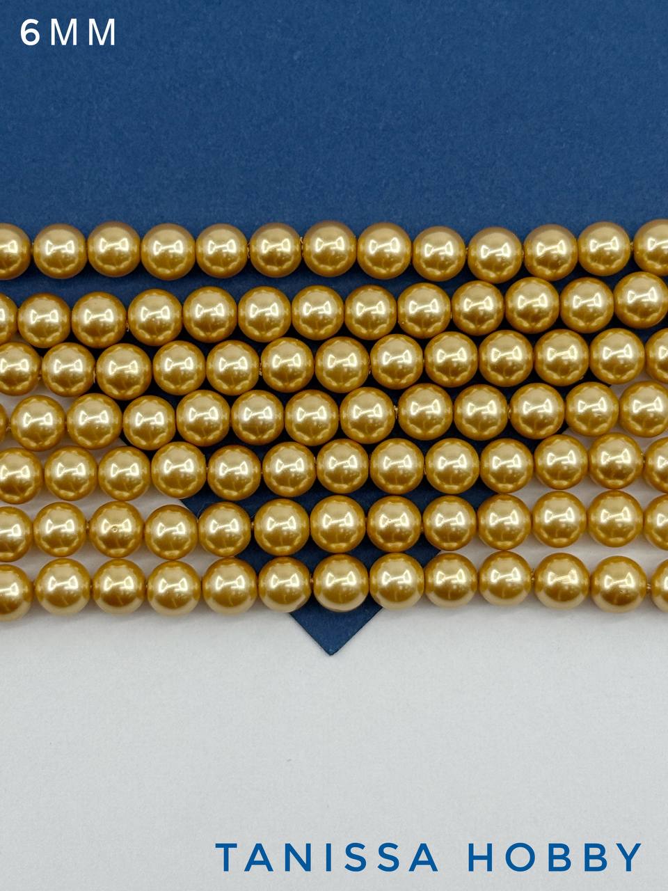 Жемчуг Майорка, золото, Gold, 6мм, нить, МА225