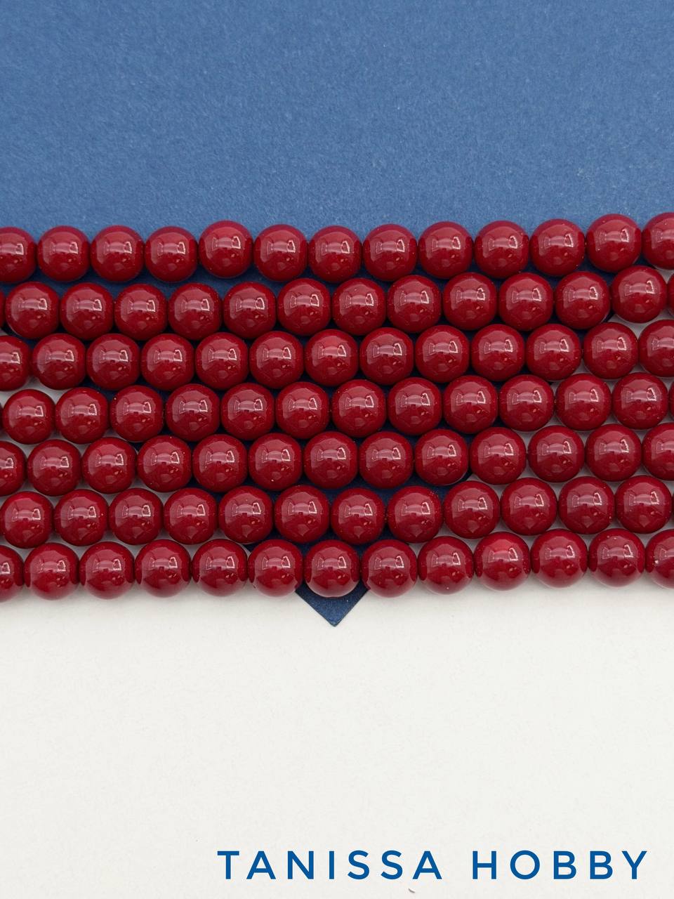 Жемчуг Майорка, круглый, красный вишневый, 6мм, нить, МА304