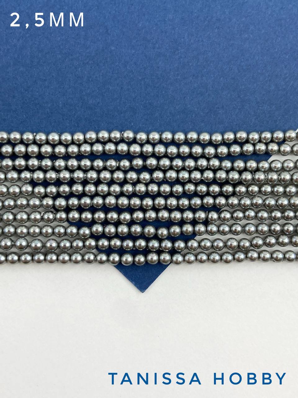 Жемчуг Майорка, круглый, 2,5мм, серый радужный, нить, МА236
