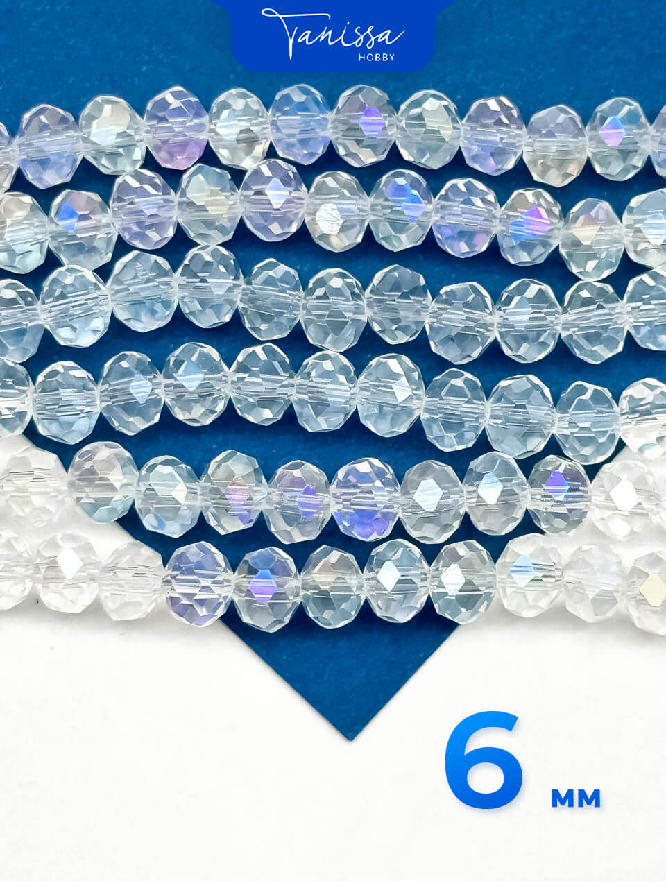 Хрусталь Рондели 6мм, прозрачный АВ, нить. Х016