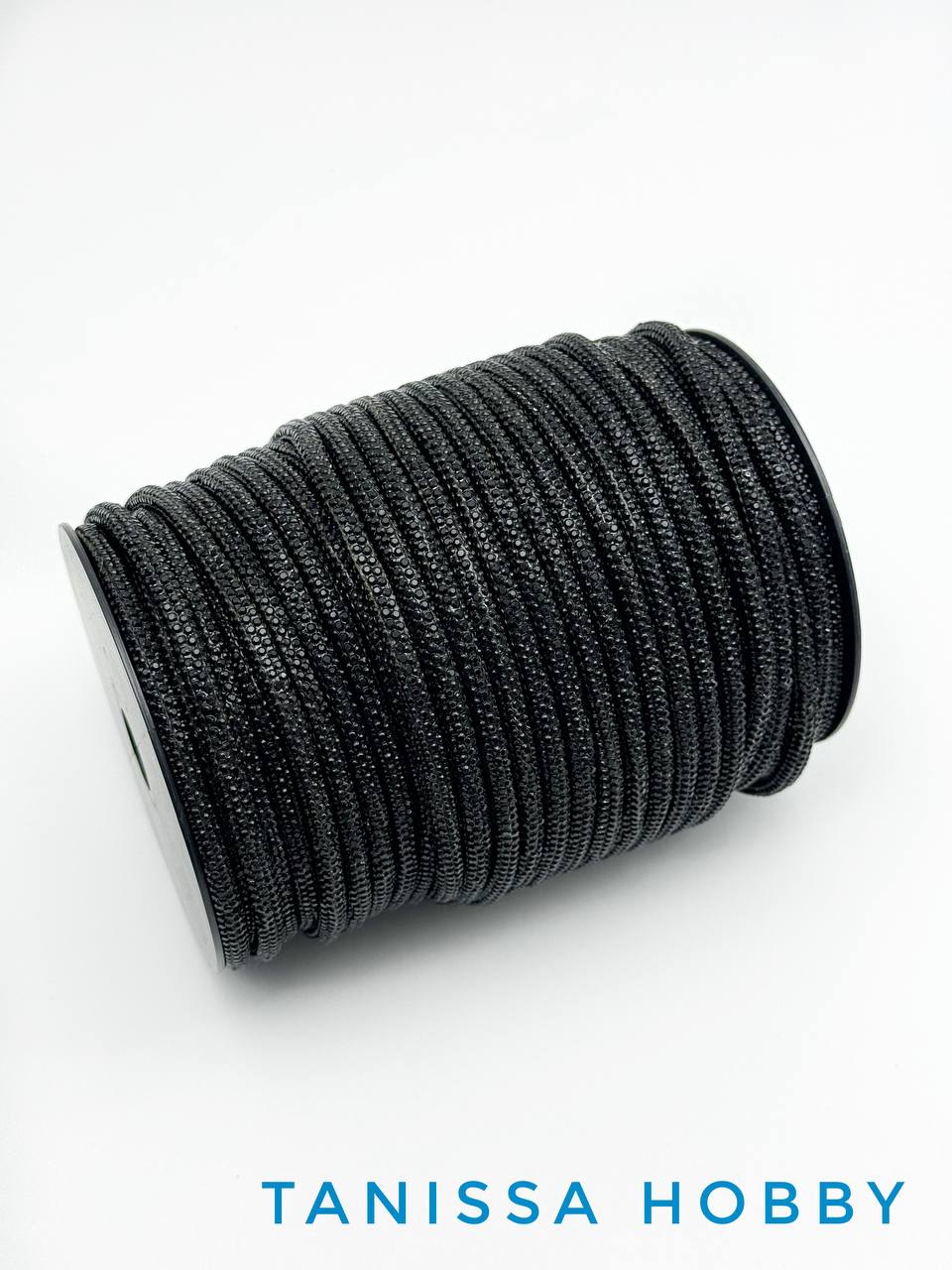 Стразовый шнур, черный JET, 5мм, полый, 10СМ, Л57