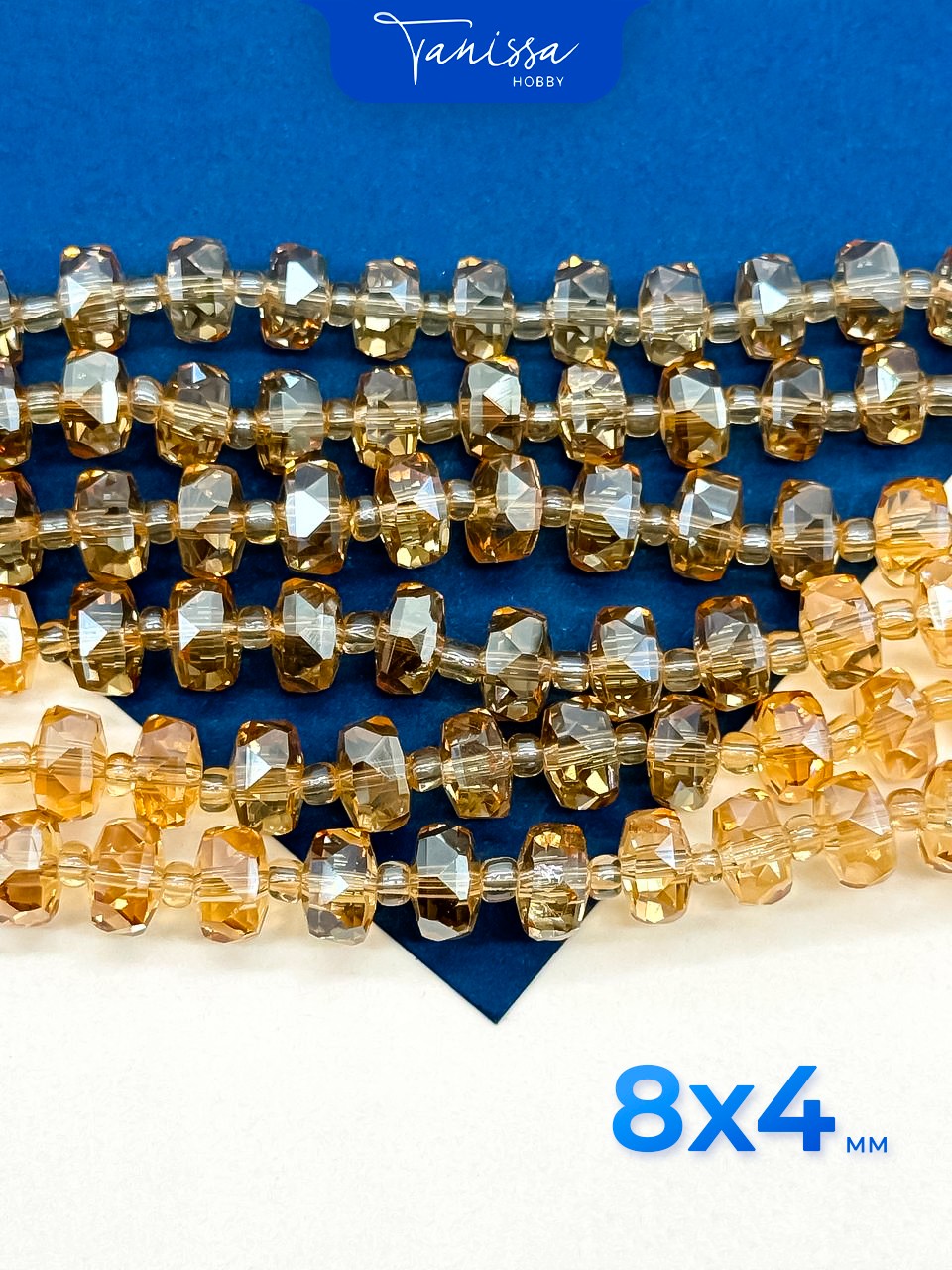 Хрусталь Рондели, шайба, золото топаз АВ, 8х4мм, 38 штук, 1/2 нити, Х387