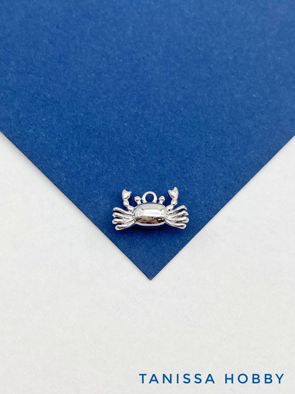 Подвеска морской краб 14х8мм, родий, Д303