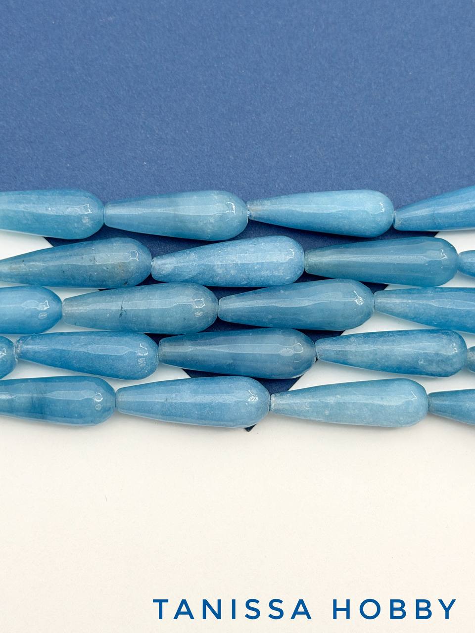 Голубой халцедон огранка, бусина капля, 30х10мм, штука, Б293