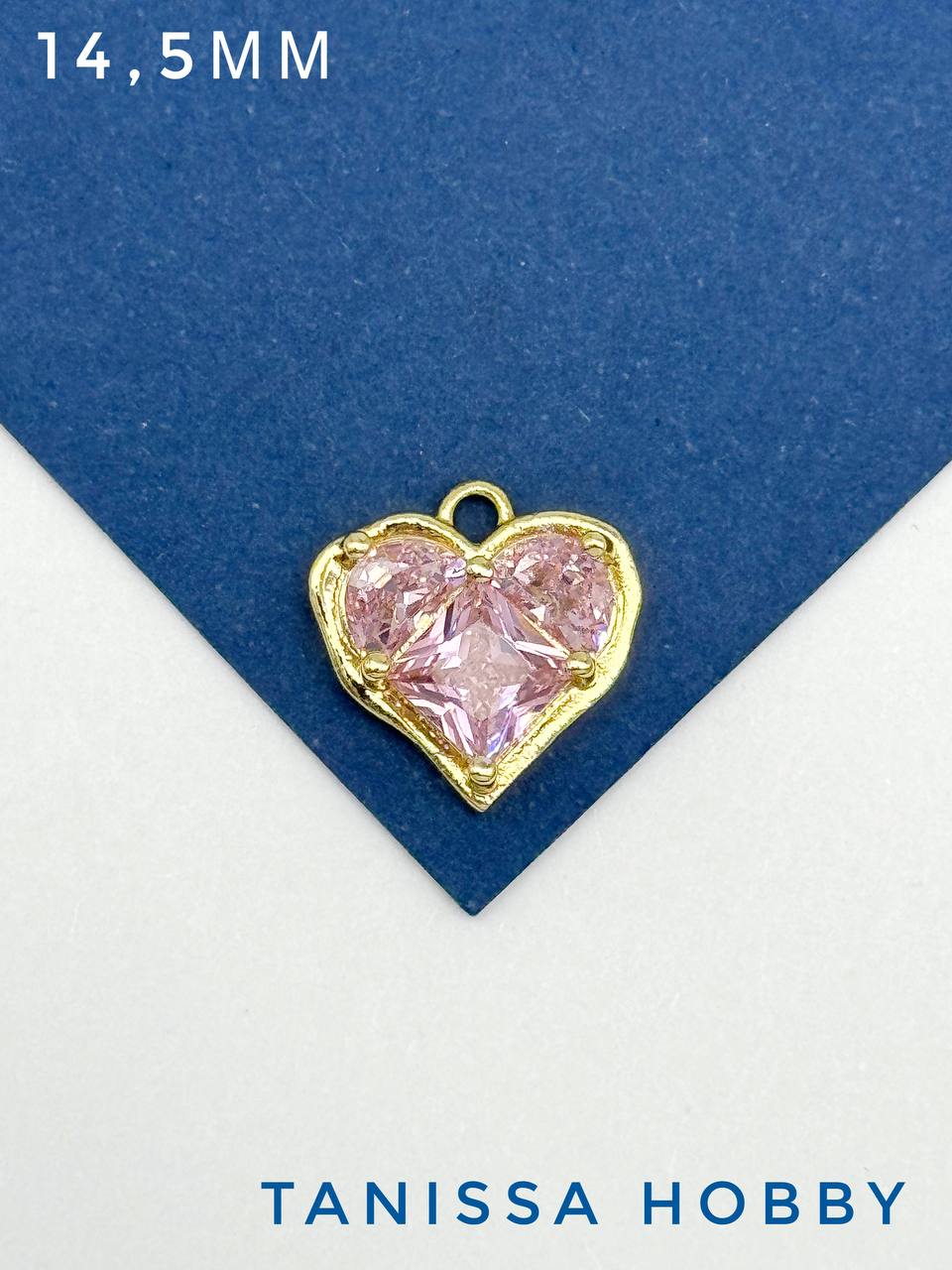 Подвеска сердце розовый фианит, позолота, А917