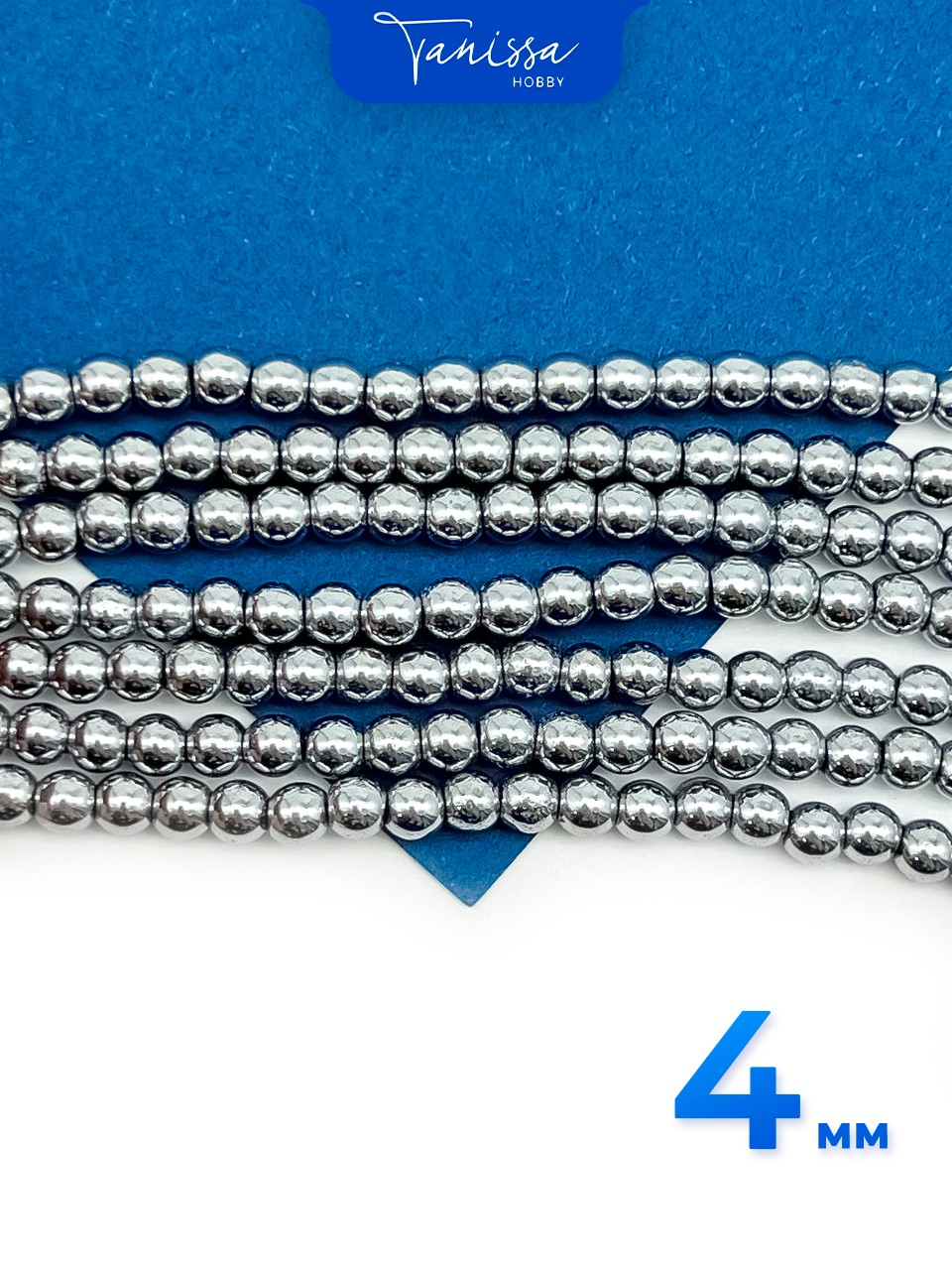 Гематин гематит бусины круглые 4мм, нить, ГТ003