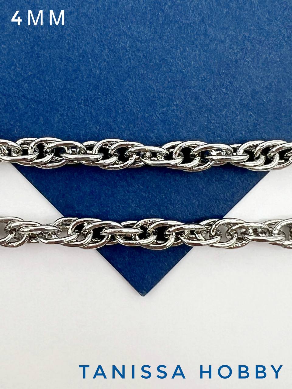 Цепочка кордовая 4мм, 50см, родий, СН232