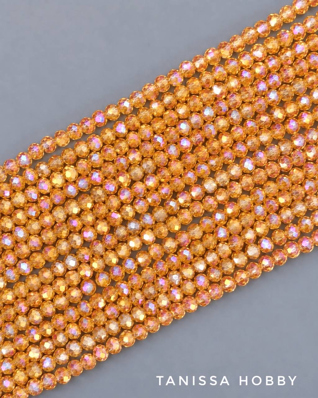 Хрусталь Рондели 4мм, оранжевый АВ, нить, Х597
