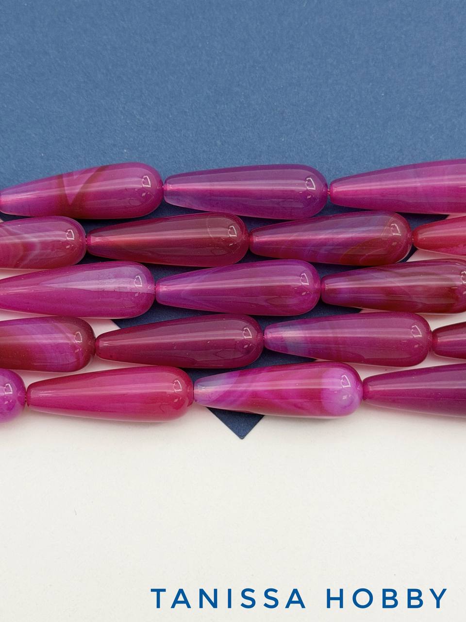 Агат розовый фуксия, бусина капля, 30х10мм, штука, Б292