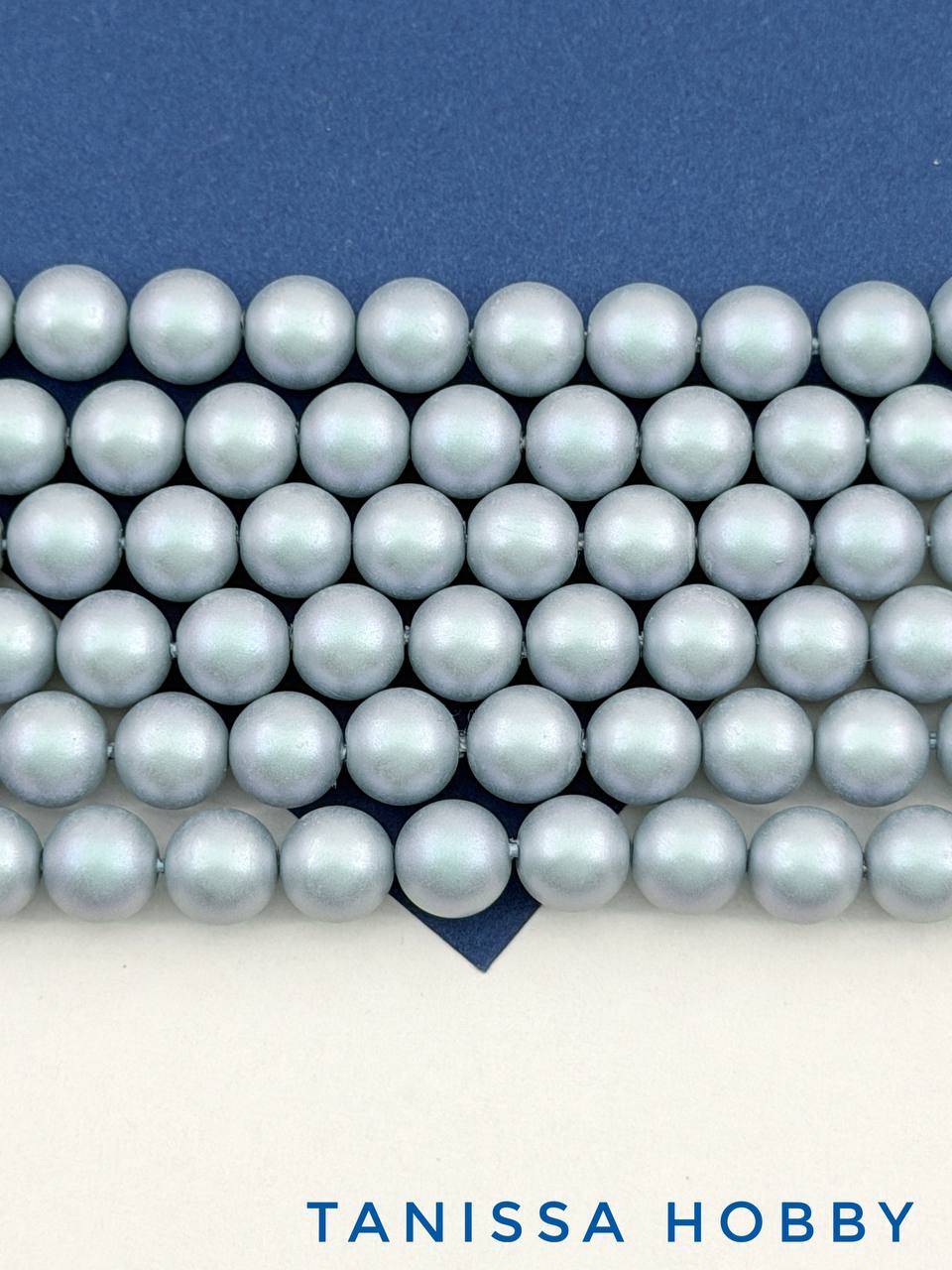Жемчуг Майорка, серо-голубой, 8мм, нить, МА286