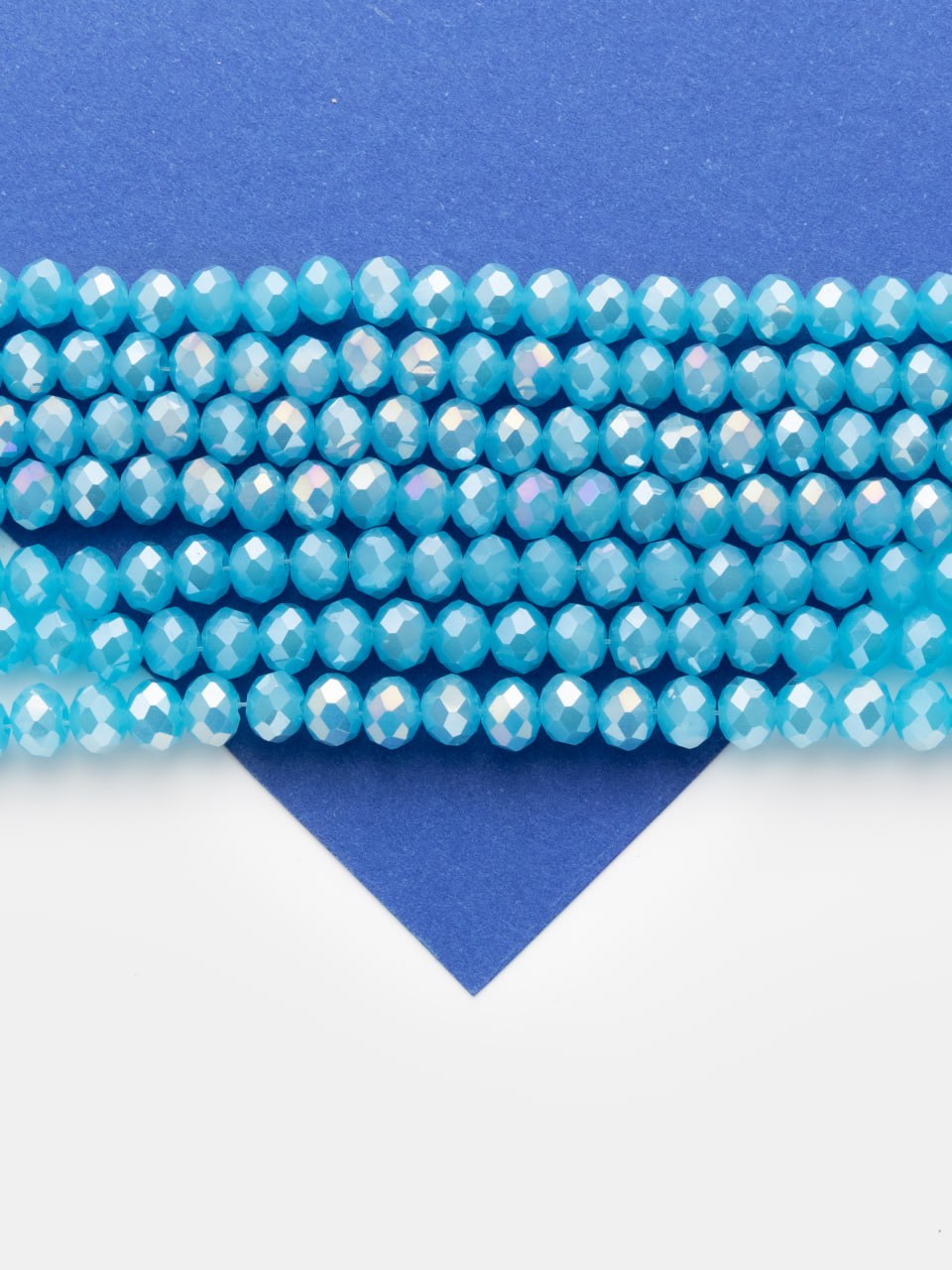 Хрусталь Рондели 6мм, лазурный голубой АВ шайн, нить, Х512