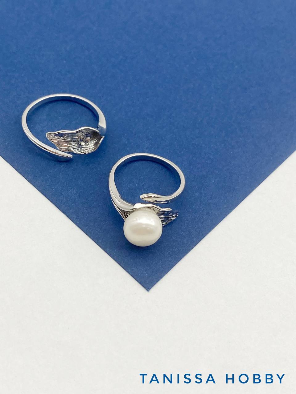 Основа для кольца под вклейку, лепесток каллы, родий, У048