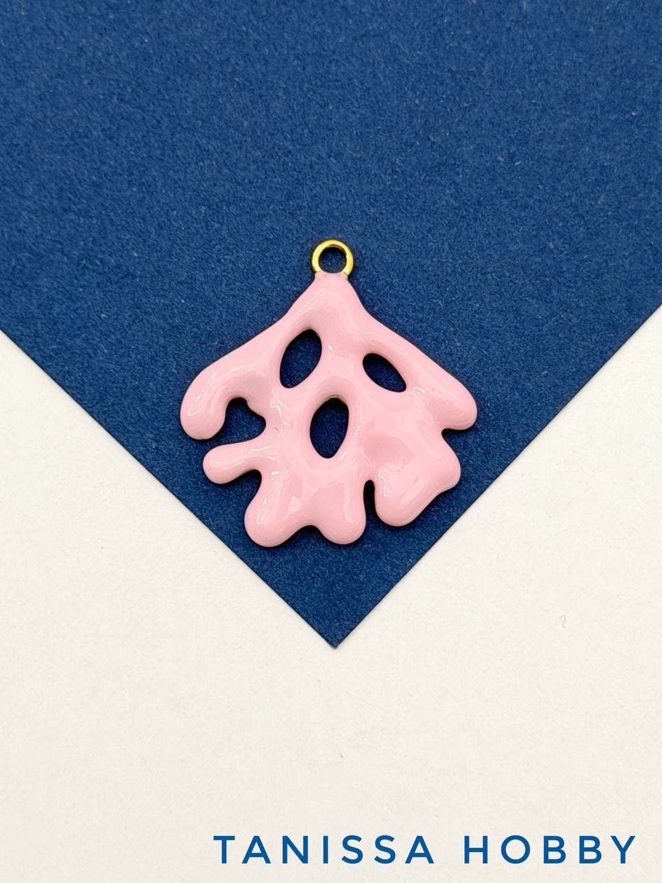 Подвеска коралл, розовая эмаль, сталь, позолота, Ш514