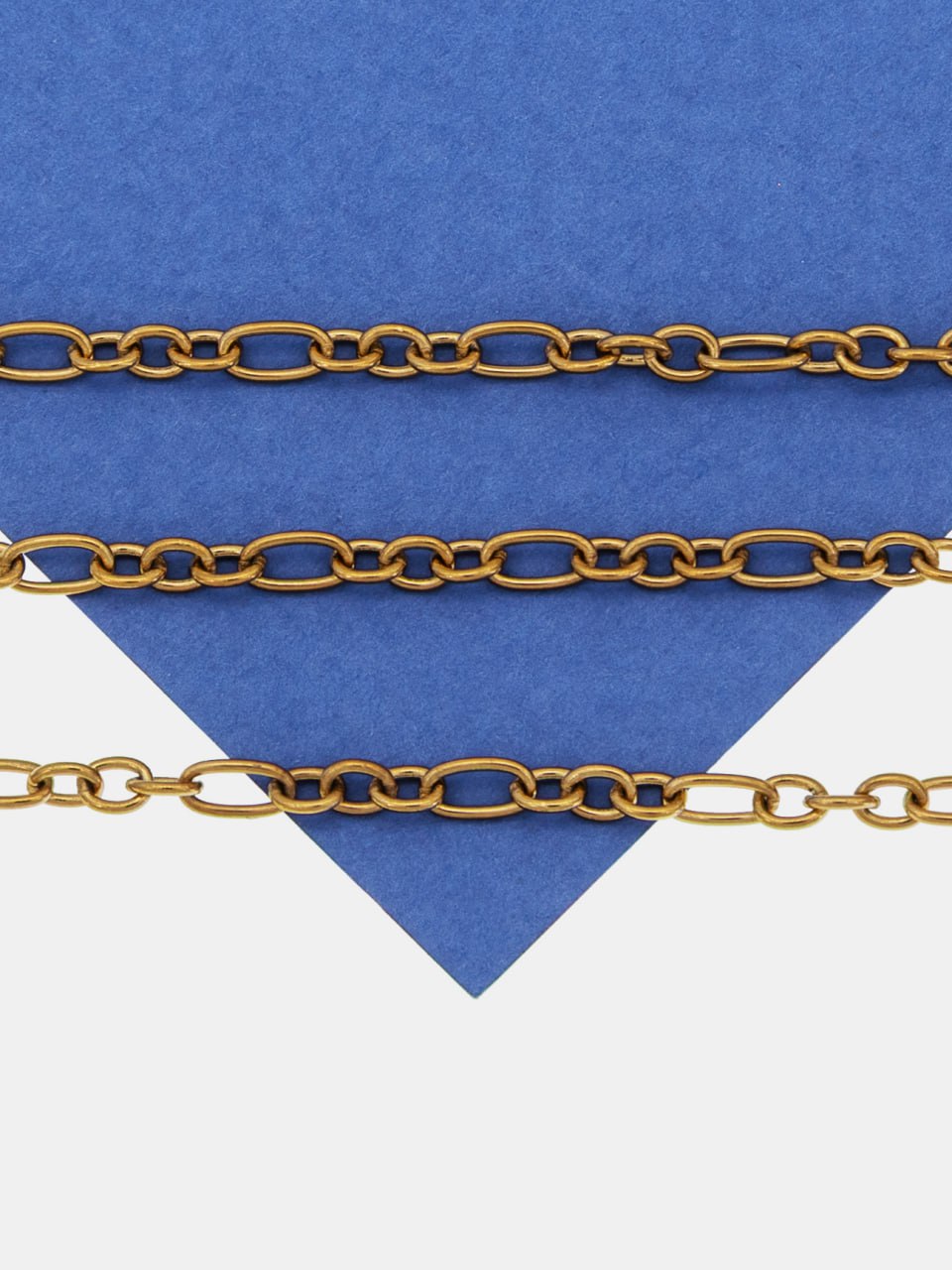 Цепочка тонкая якорная овалы, 5х3мм, сталь, позолота, 50см, Ч845