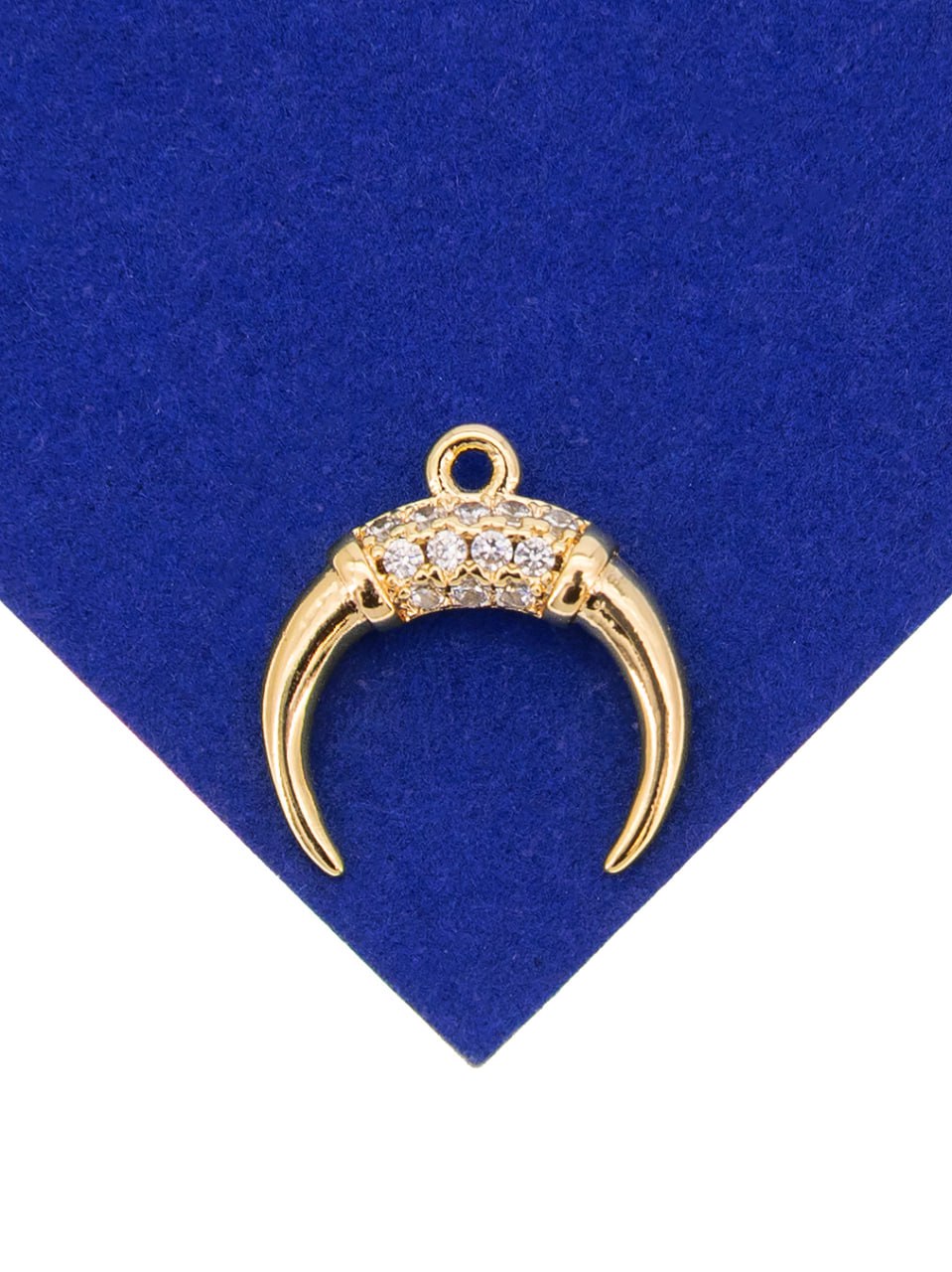 Подвеска лунница с фианитами, 12мм, позолота, Р719