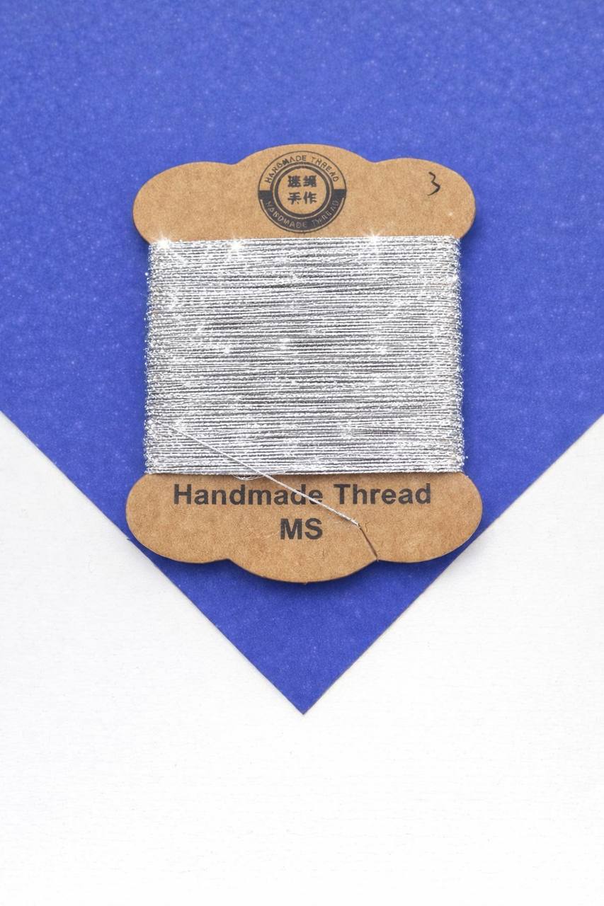 Нить для жемчуга и камней, 0,4мм, серебро металлик, люрекс, катушка 20м, Ц080