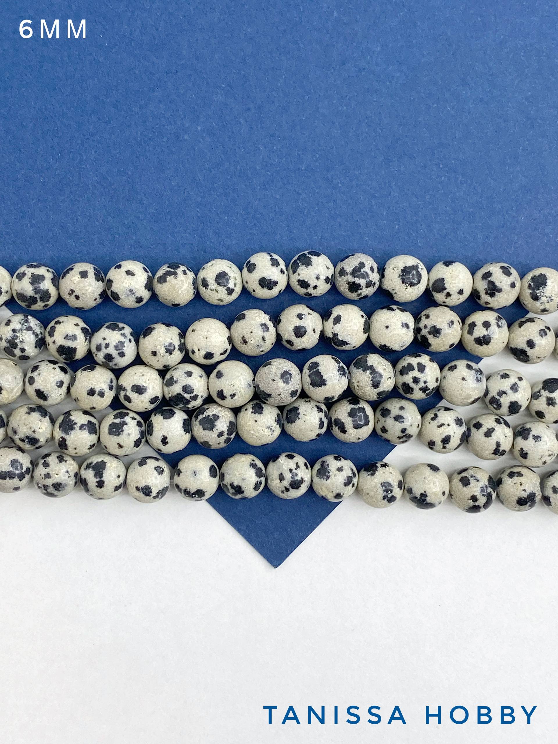 Яшма далматин, бусины круглые 6мм, нить, Б226