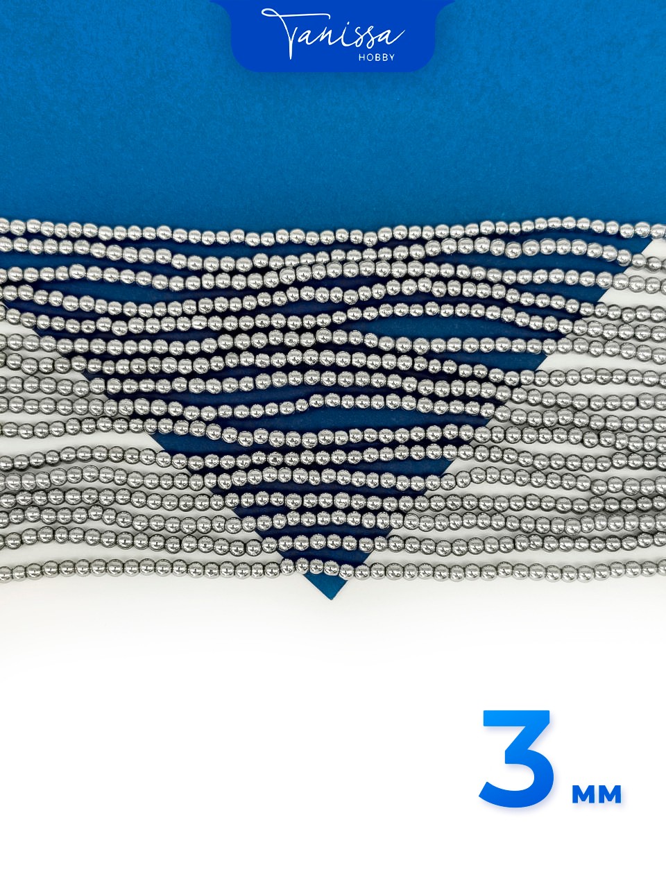 Гематин гематит бусины круглые 3мм, нить, ГТ002