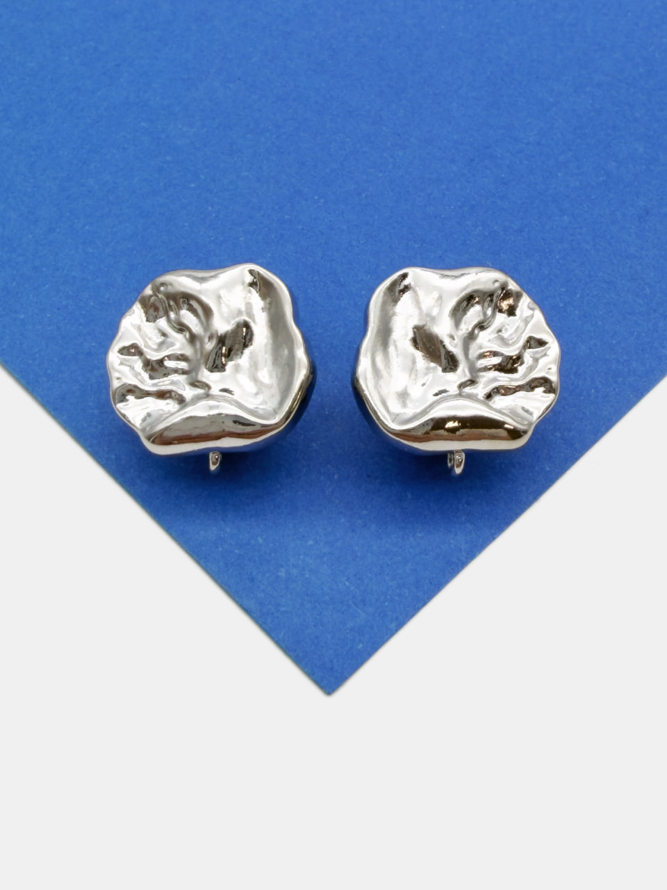 Швензы овал мятый металл, английский замок, родий, ШВ404