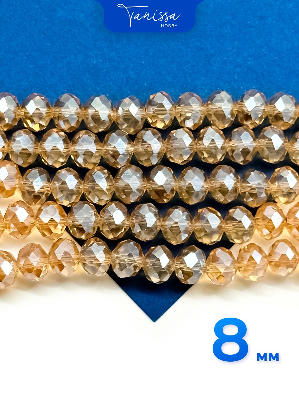 Хрусталь Рондели 8мм, топаз золото АВ, нить. Х124