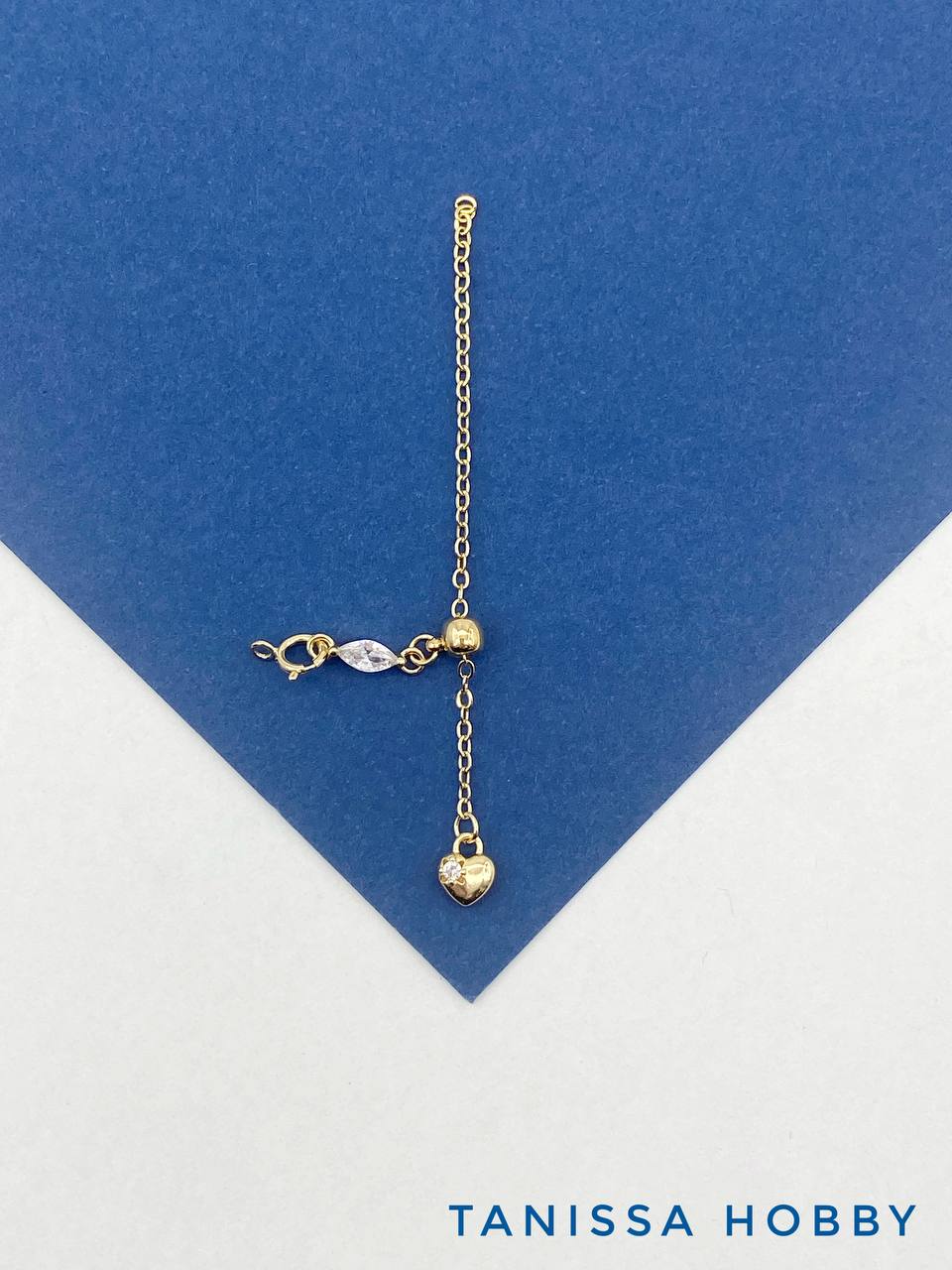 Карабин с цепочкой удлинения для безразмерного браслета, позолота, С824