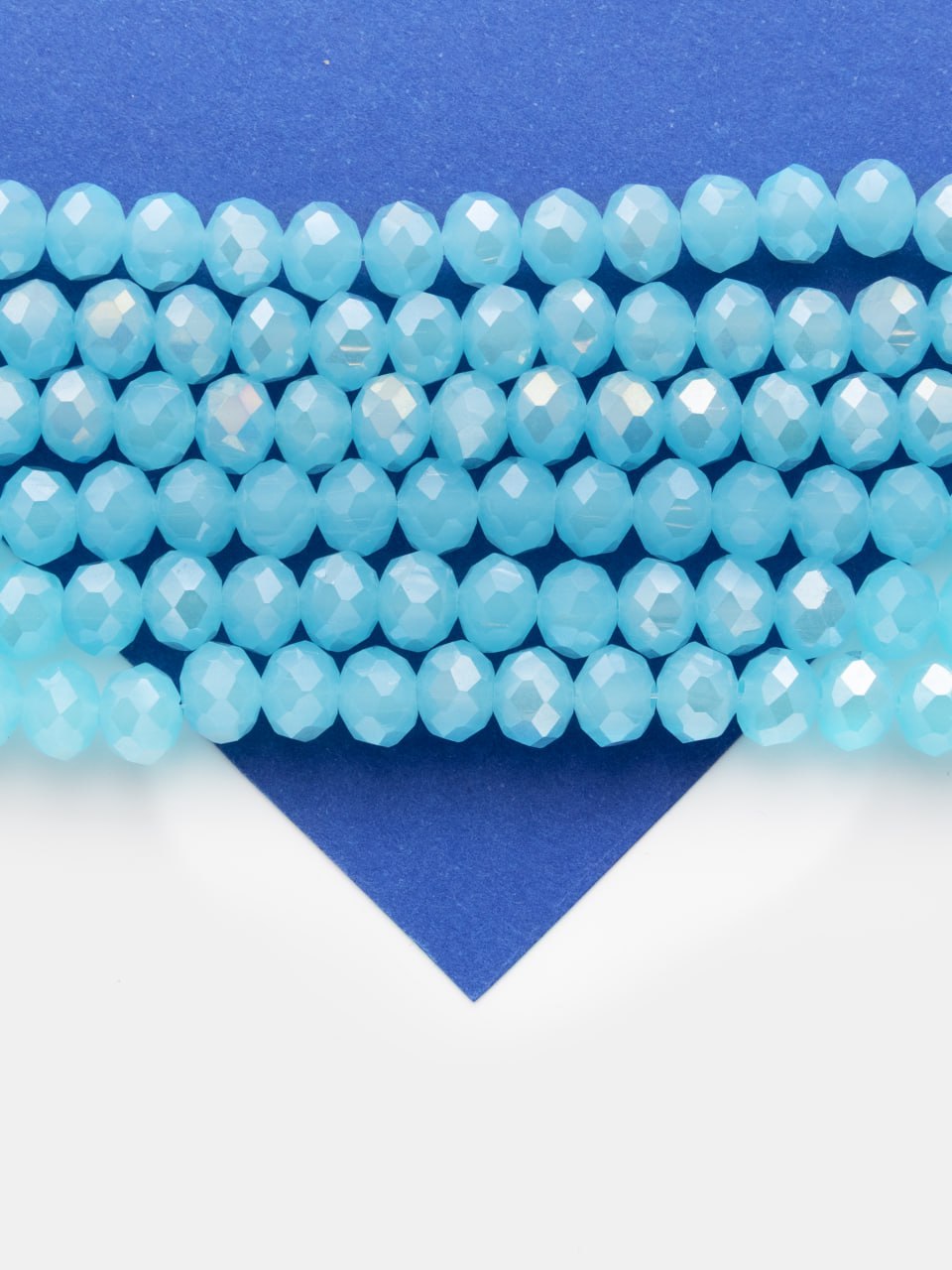Хрусталь Рондели 8мм, лазурный голубой АВ шайн, нить, Х511