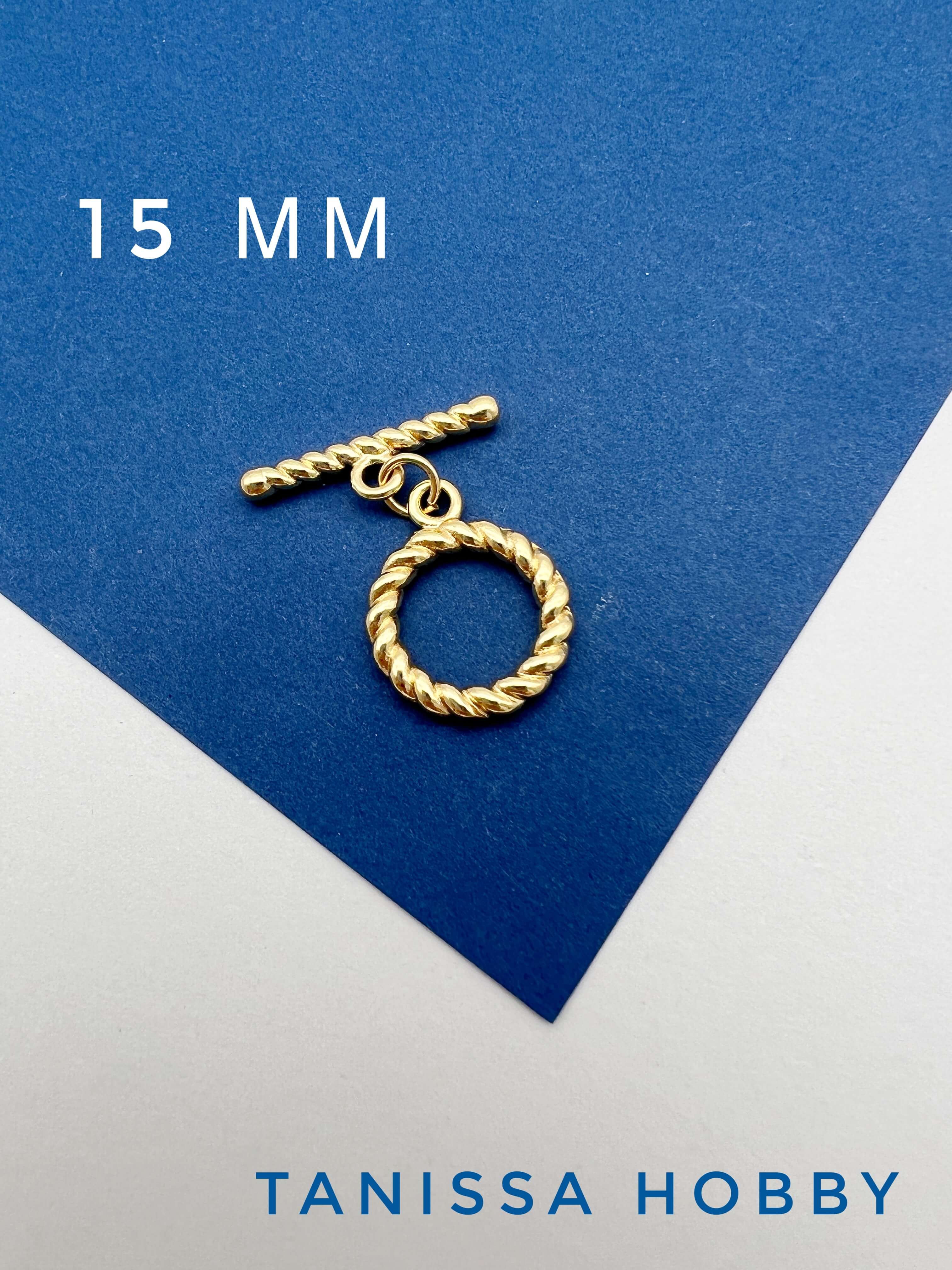 Тогл витой, 15мм, позолота, Т204