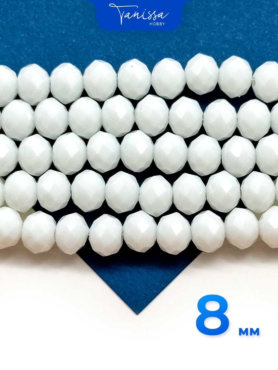 Хрусталь Рондели 8мм, белый, нить. Х097