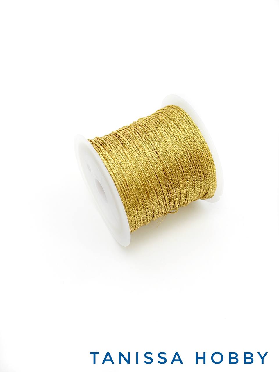 Нить для жемчуга и камней, №9 - 0,6мм, золото металлик, люрекс, катушка 33м, Ц120