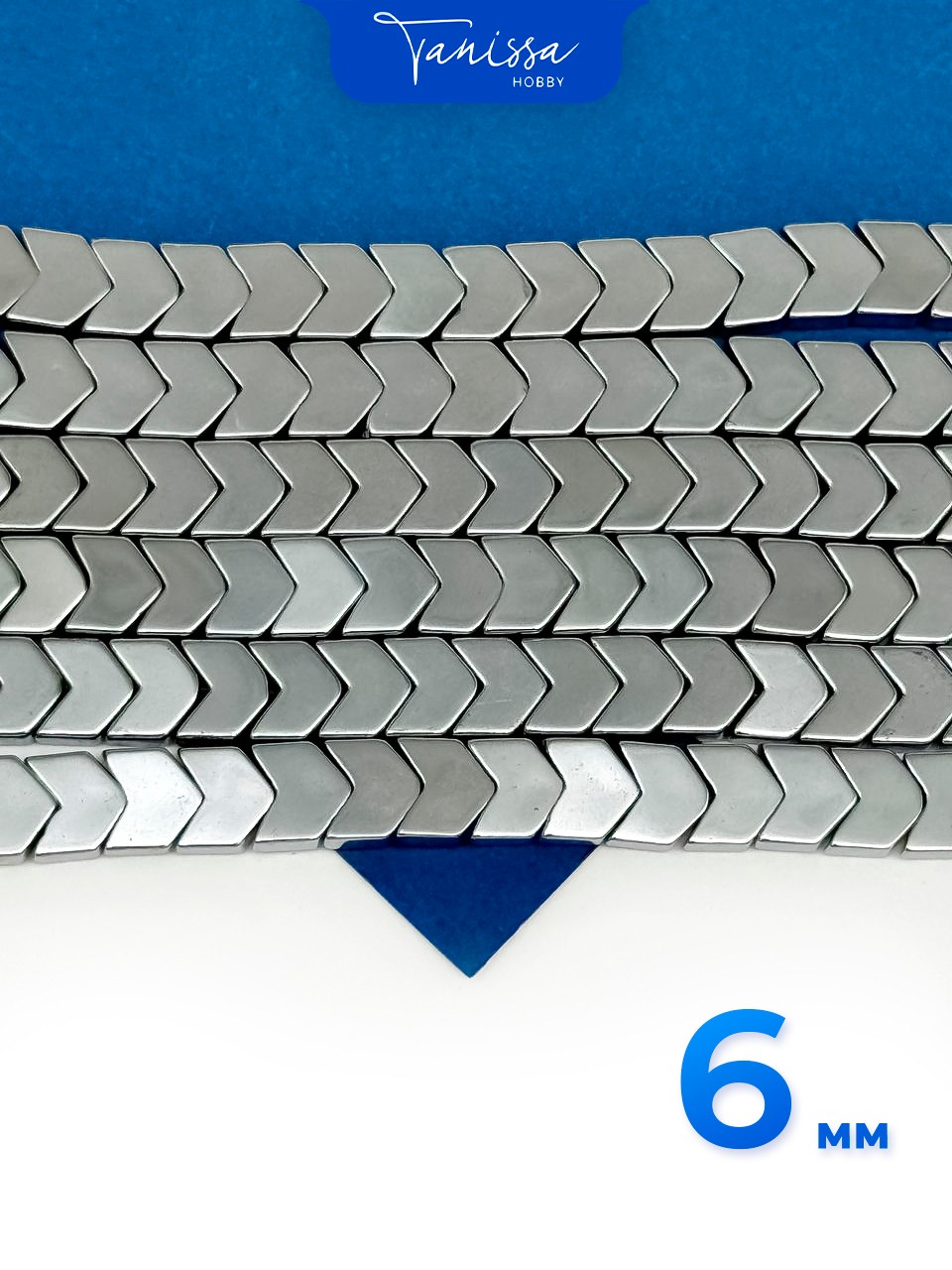 Бусина гематит, гематин, стрелка, 6мм, 1/2 нити, ГТ037