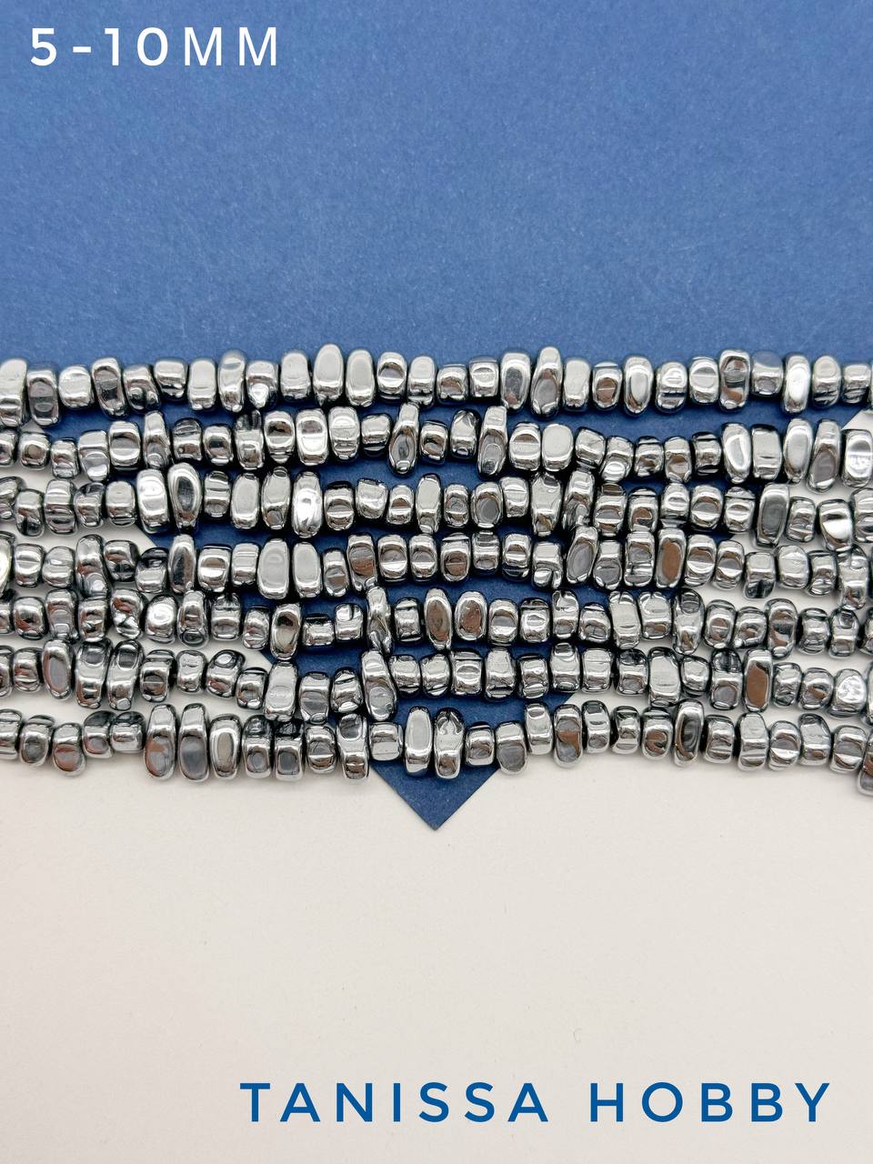 Гематин гематит крошка галтовка, 5-10 мм, нить, ГТ035 Гематин гематит крошка галтовка, 5-10 мм, нить, ГТ035