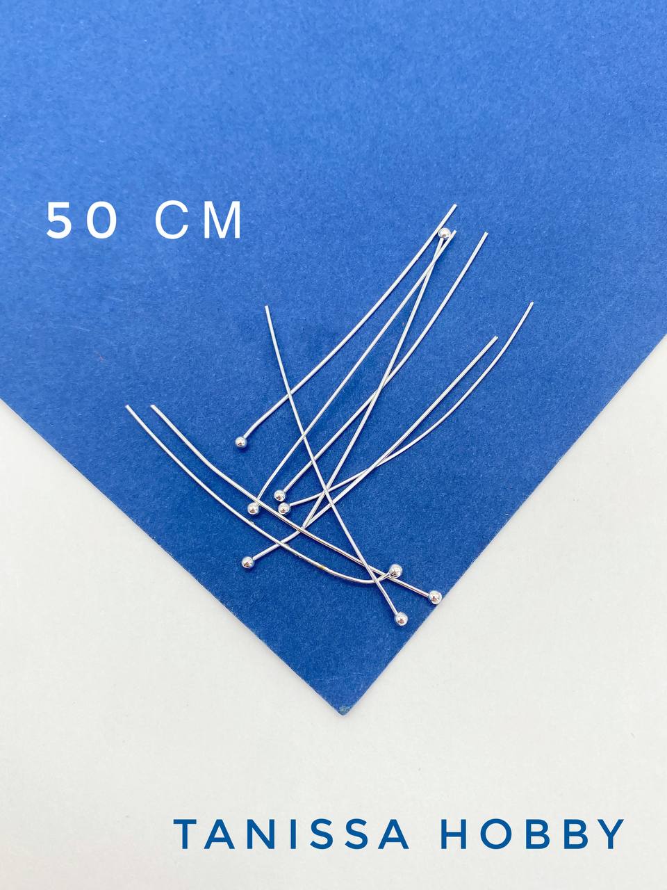 Пины серебристые со шариком 50мм, 10шт. М919