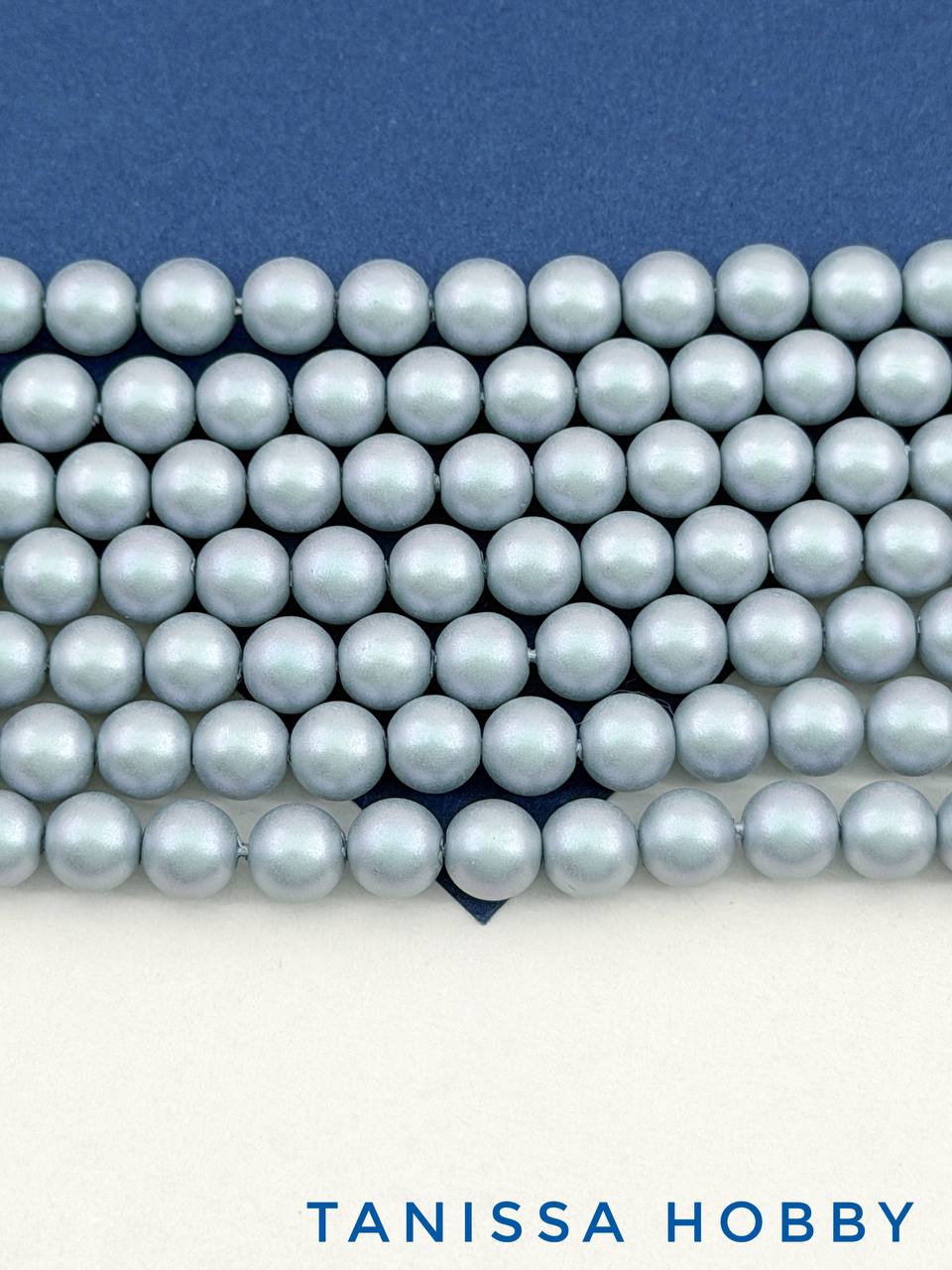 Жемчуг Майорка, серо-голубой, 6мм, нить, МА285