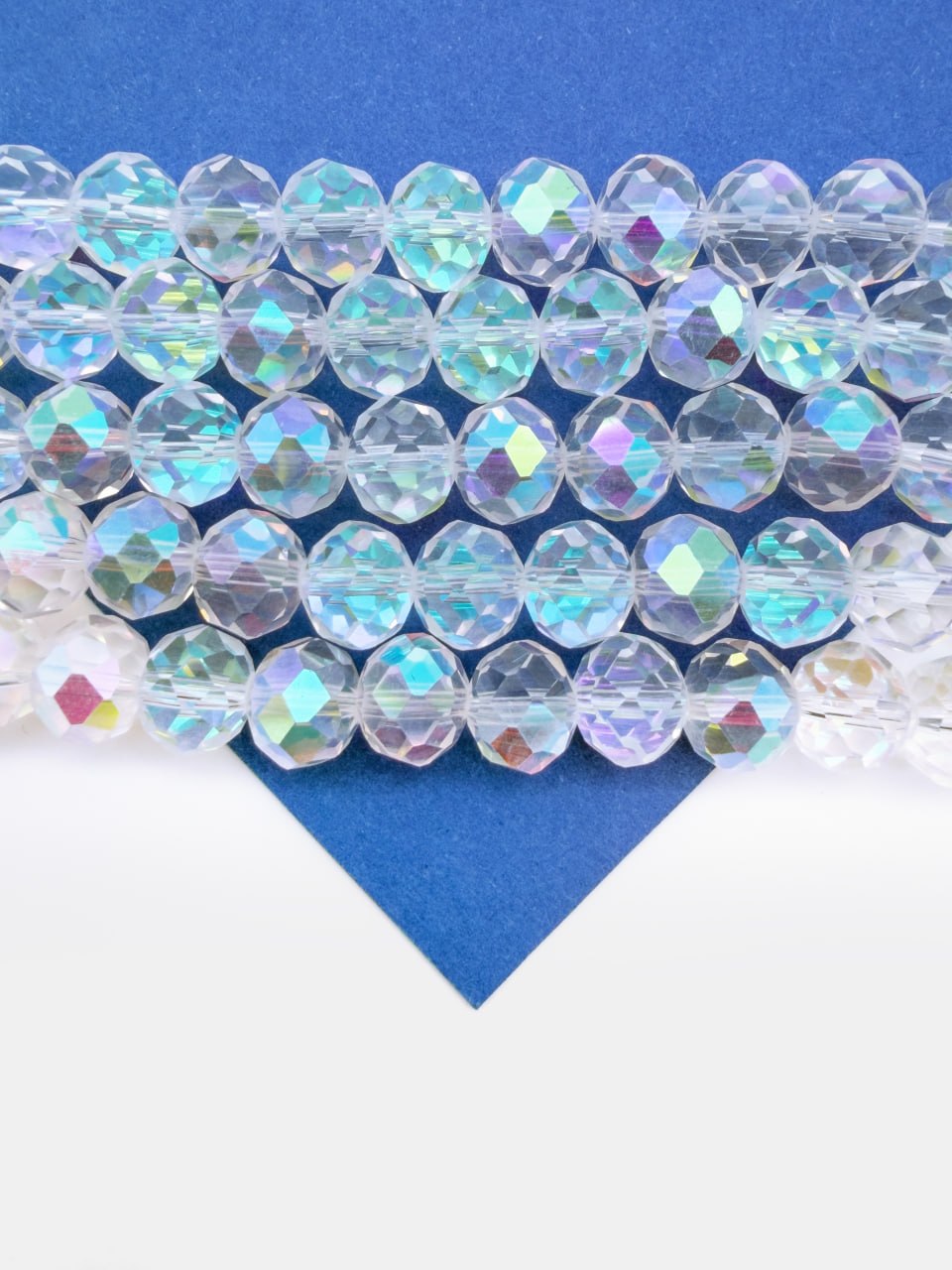 Хрусталь Рондели 10мм, прозрачный ультра АВ, 1/2 нити, Х523