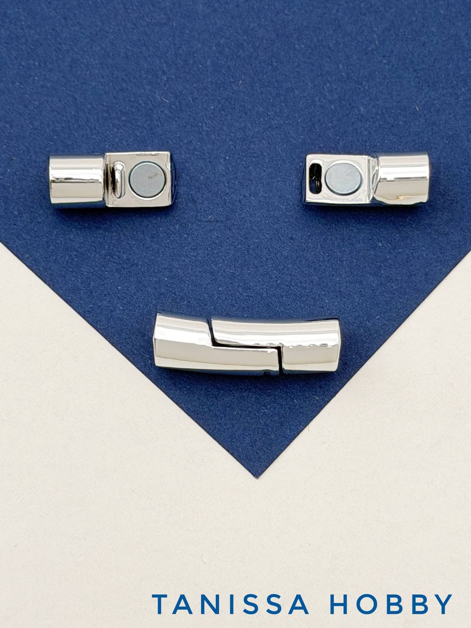 Замок магнитный под шнур толщиной 6мм, родий, Ш127