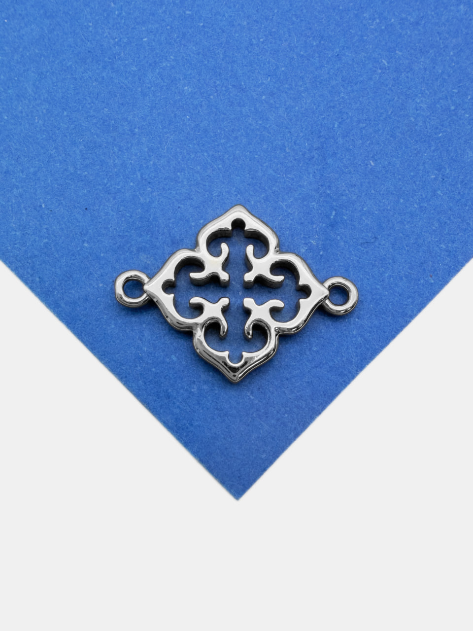 Коннектор клевер этно узор, 17мм, родий, Р628