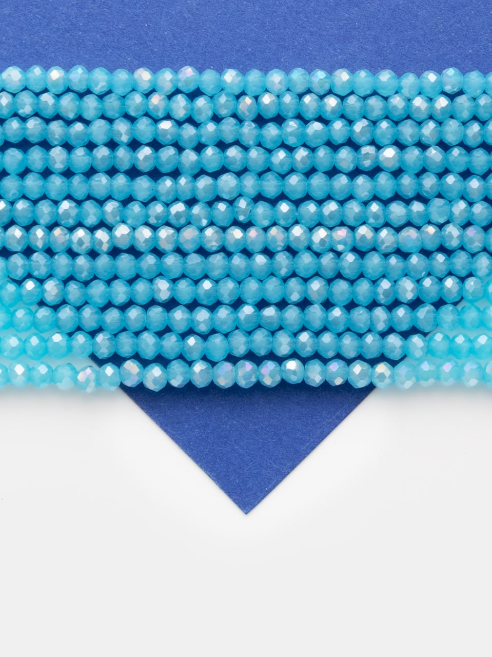 Хрусталь Рондели 2мм, лазурный голубой АВ шайн, нить, Х514