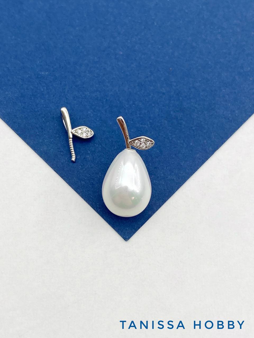 Подвеска бейл веточка и листик для вклейки, 7мм, родий, В415