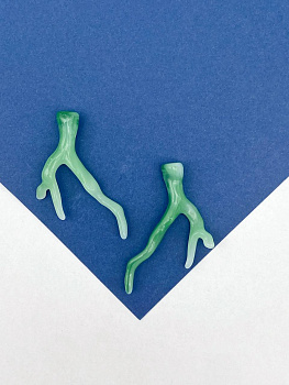 Бусина подвеска коралл, зеленый/белый, акрил, П203