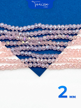 Хрусталь Рондели 2мм, розовый персик АВ, нить. Х415