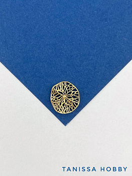 Коннектор ажурный круг мятый металл, 15мм, позолота, Д432