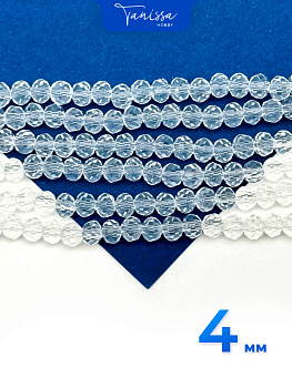 Хрусталь Рондели 4мм, прозрачный, нить. Х004