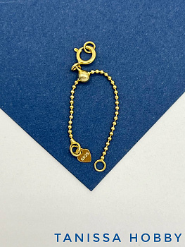 Карабин 5мм с регулятором на цепочке удлинения шарики, позолота, К110