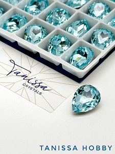 Кристалл капля Aquamarine, 14х10мм, Tanissa Crystals, СТ339