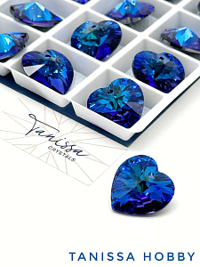 Подвеска кристалл сердце, Bermuda Blue, 18мм, Tanissa Crystals, СТ370