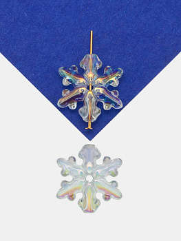 Бусина снежинка, прозрачный АВ, 15мм, Х267