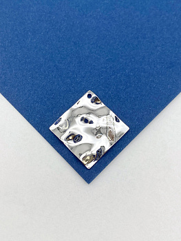 Подвеска квадрат, мятый металл, 18х18мм, родий, Д505