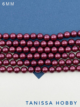 Жемчуг Майорка, бордовый, Burgundy, 6мм, нить, МА213