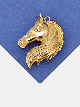Подвеска лошадь, конь, 24х20мм, позолота, С722